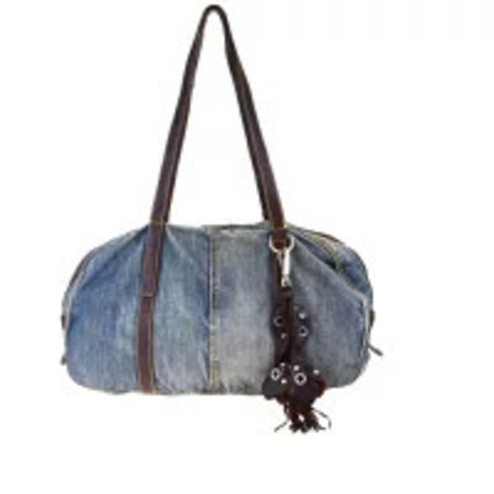 Miu Miu Denim Leather Shoulder Bag Blue